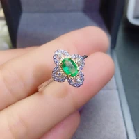 genuine natural emerald ring 925 sterling silver womens jewelry new anillos de compromiso para mujer oro 18 k