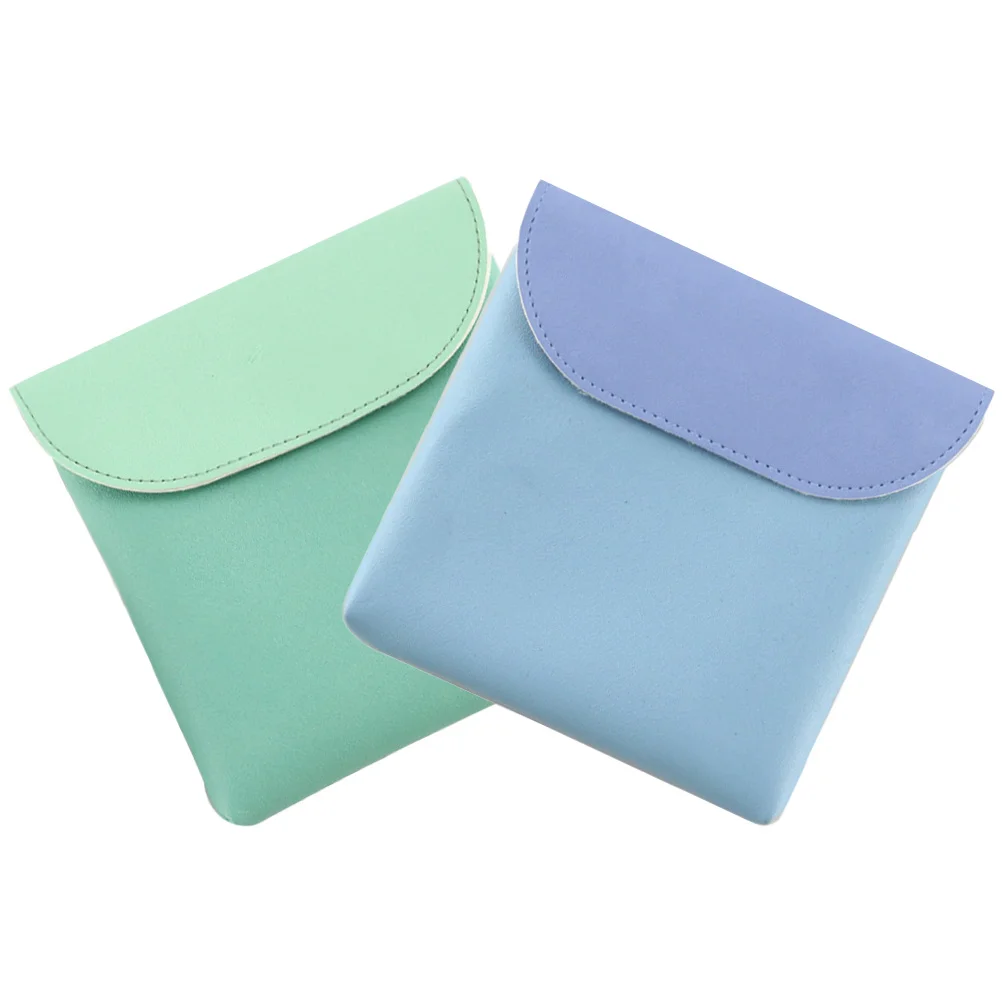 

2 Pcs Small Item Container Girls Menstrual Pad Bag Sanitary Towels Lipstick Napkin Pu Storage Travel Period Miss