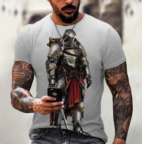 

Retro Knight Jesus Men's Vintage T Shirt For Men 3d Oversized Street Tshirt Men Clothing T-shirts Motor Tees Summer Tops Apparel
