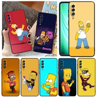 funny cartoon simpsons for samsung note 20 10 9 ultra lite plus f23 m52 m21 a73 a70 a20 a10 a8 a03 j7 j6 black phone case