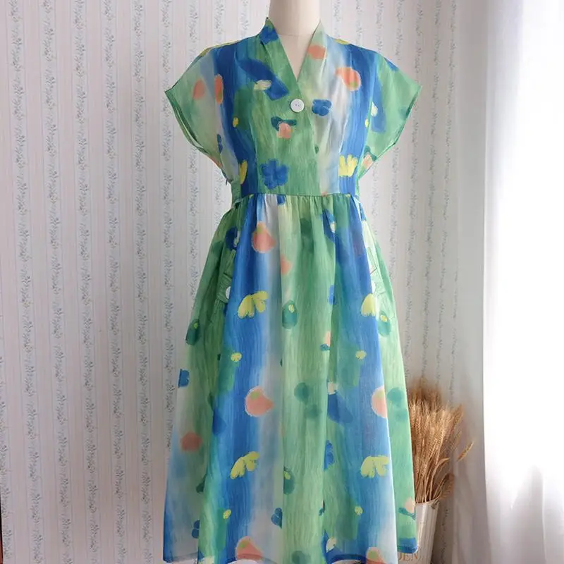 Корейское Новое свежее французское платье Kikyu маленькие летающие рукава