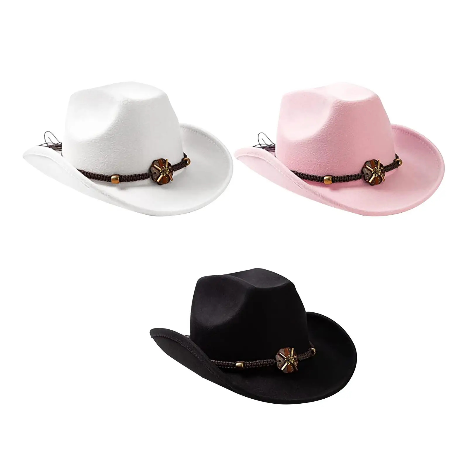 

Casual Cowboy Hat, Cowgirl Hat Props Big Brim Fancy Dress Costume Sun Hats Cosplay for Outdoor Dress up Camping Beach Travel