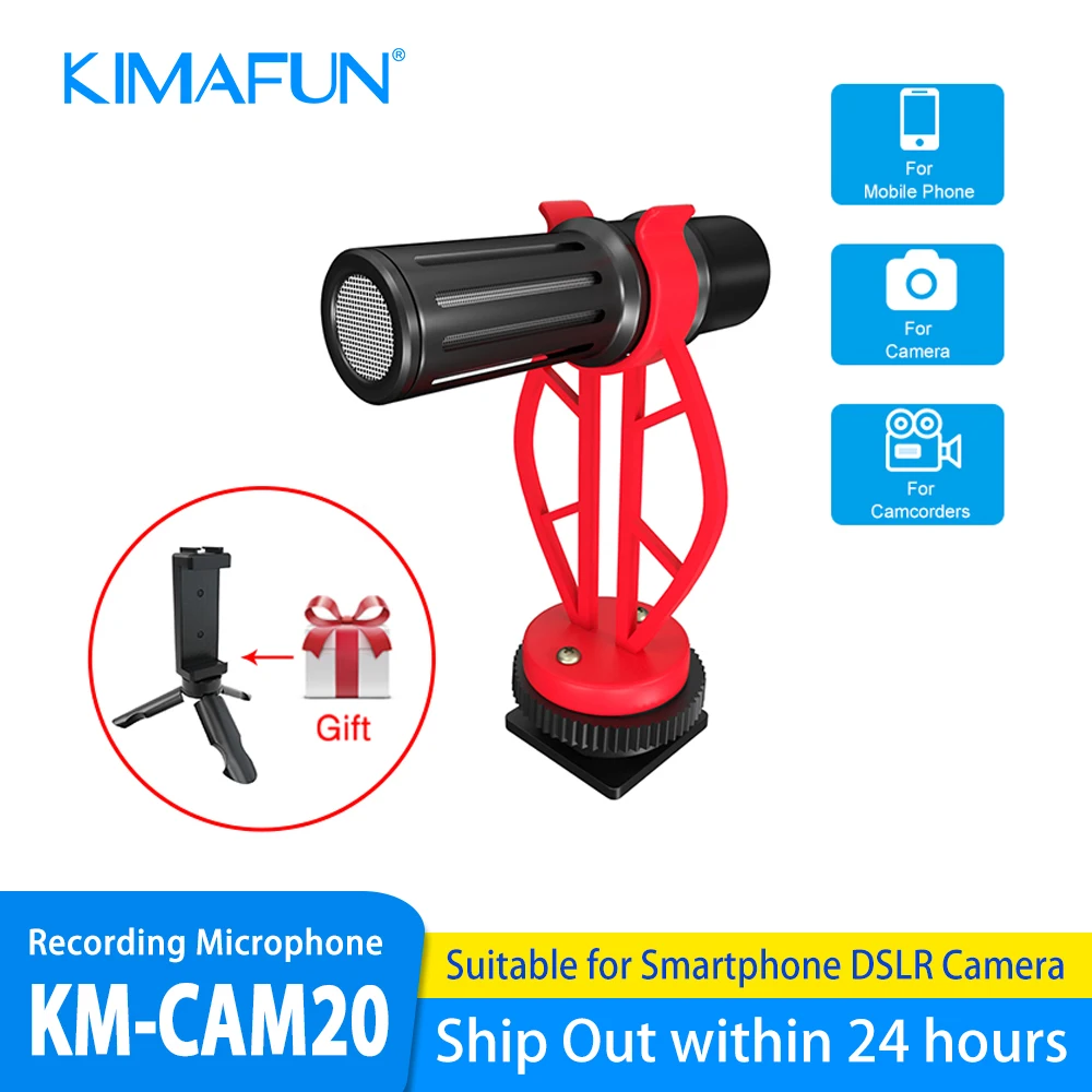 

KIMAFUN Condenser Mini Camera Microphone for iPhone Android Mobile Phone DSLR Camera Camcorder Youtube Vlogging Video Recording