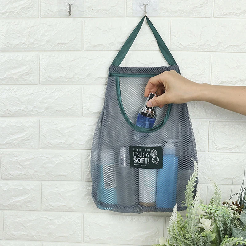 

Bathroom Tools Storage Mesh Bag Bathroom Reusable Net Bag Fruits Vegetables Grocery Shopping Bags For Fruits Groceries Organizer