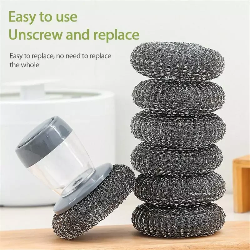 

2 In 1 Cleaning Brush Handle Cleaing Brush with Removable Brush Sponge Dispenser Dishwashing Brushes Kitchen Tools