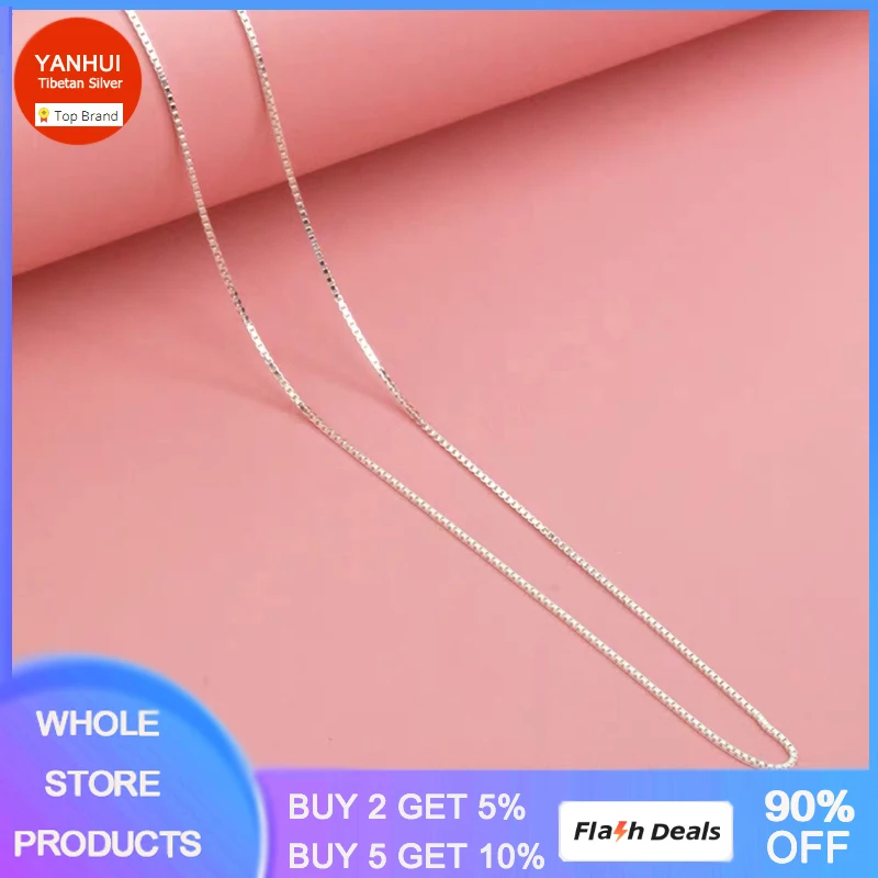 

YANHUI 100% Original Tibetan Silver Box Chain Necklaces Women Daily Accessories Choker Necklaces Gift Jewelry