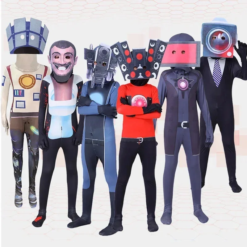 Фото Новые колготки Skibidi Cos Одежда Комбинезон Детская игра Косплей Костюм Surveillance Man Vs Toilet Man2025c;5,v'8.d; №1