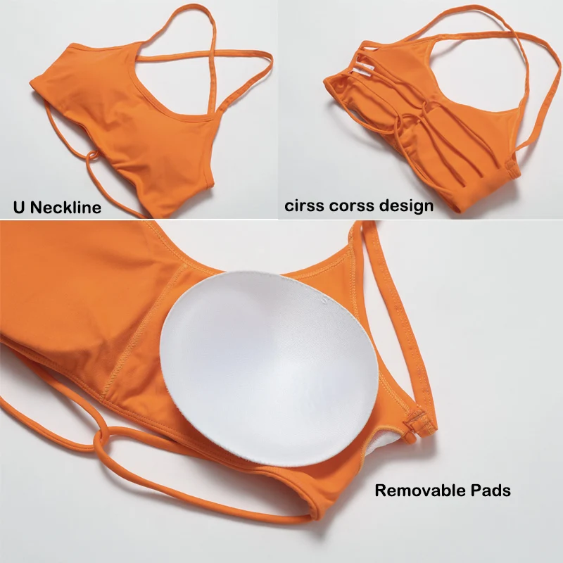 VITALINOVO Women's Workout Sports Bras Fitness Backless Criss Cross Open Back Padded Low Impact Fitness Bra Yoga Crop Tank Top