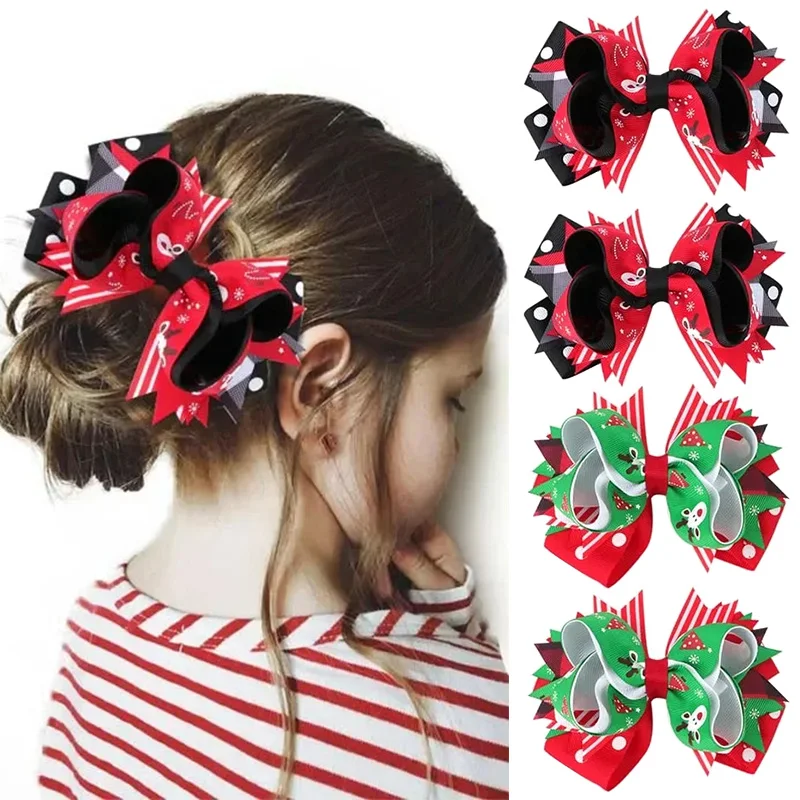 Oaoleer Рождественские заколки для волос с бантом милые снежинки Лось