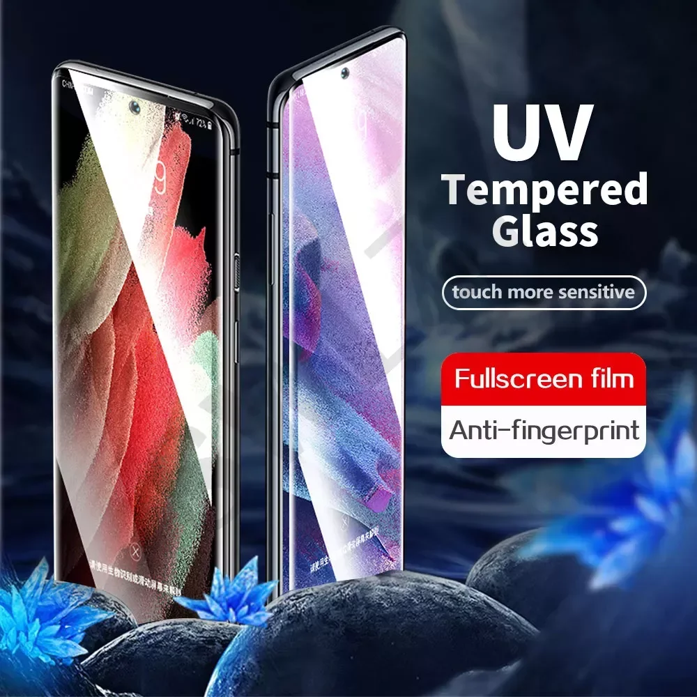

2022 5-1Pcs UV full glue tempered glass for Samsung Galaxy S20 S21 ultra phone screen protector S8 S9 S10 plus protective Film