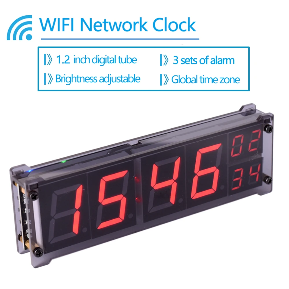 

[Global timezone] телефон с диагональю 1,2 дюйма, умные часы с поддержкой Wi-Fi, беспроводная сеть, автоматическое синхронизация, электронные часы, будильник, дисплей с корпусом