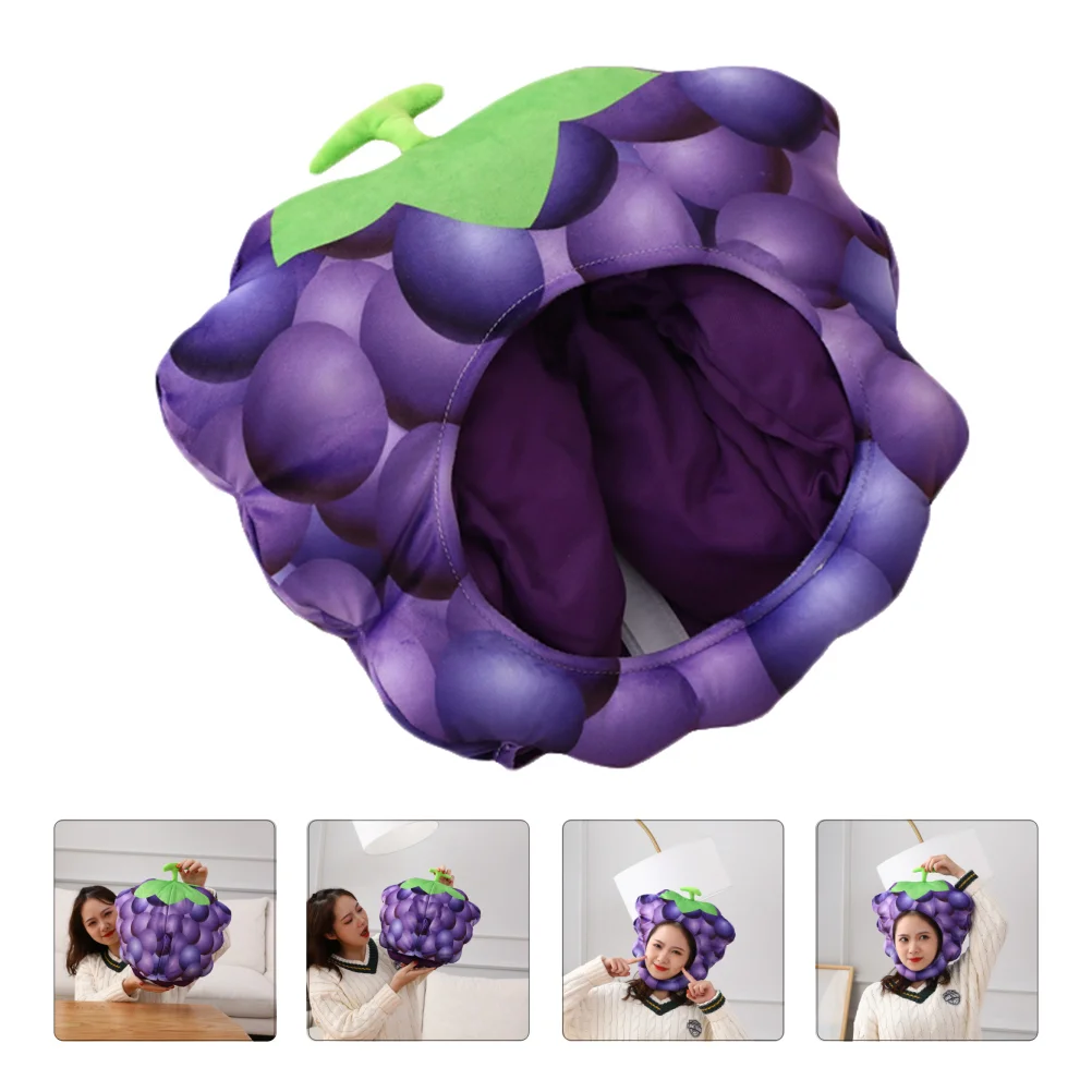 

Hat Party Novelty Fruit Plush Funny Costume Grape Cosplay Hats Headwear Supplies New Headdress Holiday Props Year Photo