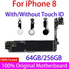 100% оригинальная материнская плата iphone8 для iPhone 8 с Touch ID Логическая плата для iPhone8 материнская плата с протестированными чипами