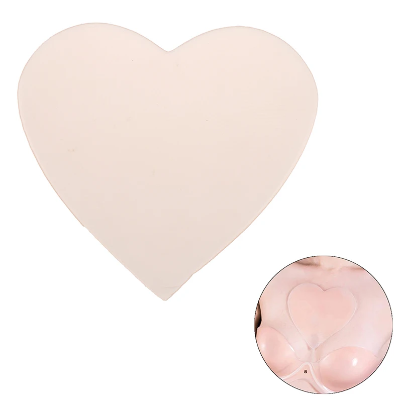 

Reusable Women Skin Care Body Chest Anti Wrinkle Pads Skin Color Silicone Heart Shaped Invisible Pads