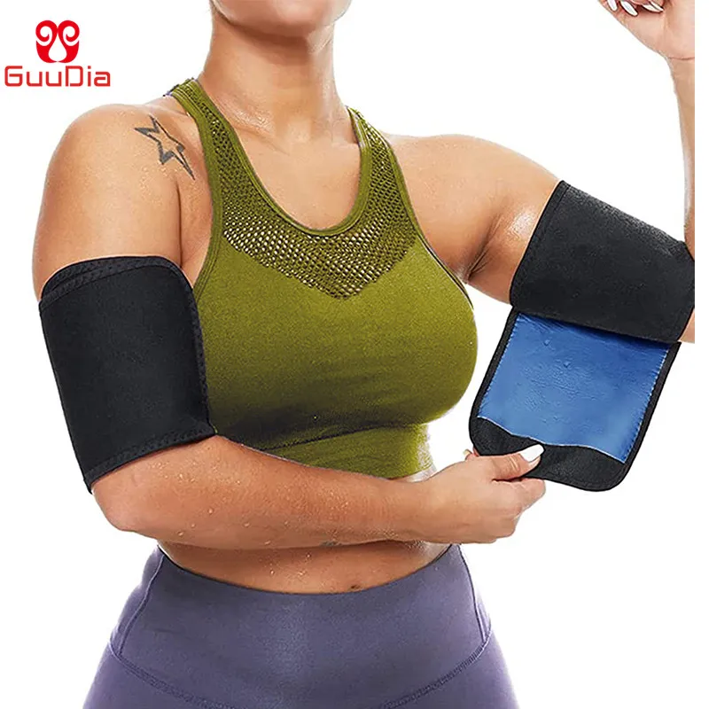 Guudia Sauna Arm Trimmer 2 Pack Women Sweat Arm Sauna Polymer Arm Sweat Bands Heat-Trapping Arm Sauna Sleeves Wraps Lose Arm Fat