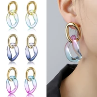 contrasting colors acrylic chain drop earrings for woman fashion korean exaggeration big earrings jewelry gift
