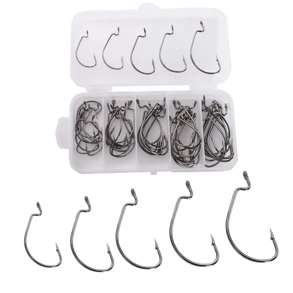 

Durable with Box Coating High Carbon Carp Fishing Barbed Hooks Wide Crank Fishing Hooks Offset Fishhook Fishing Hooks