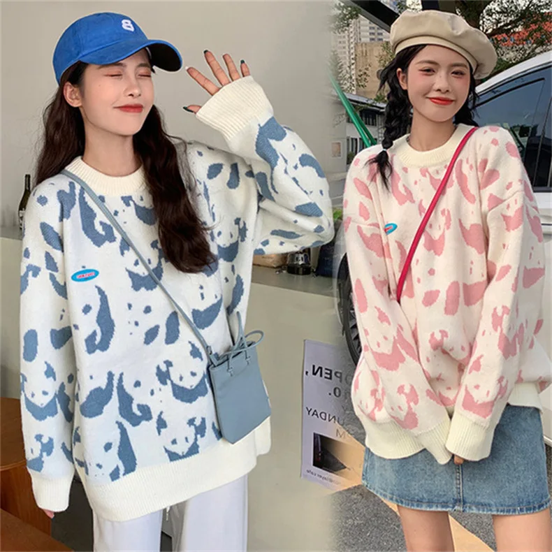 

Women Knitted Sweater Fashion Oversized Pullovers Ladies Winter Loose Sweater Korean Style Women Jumper Sueter Mujer