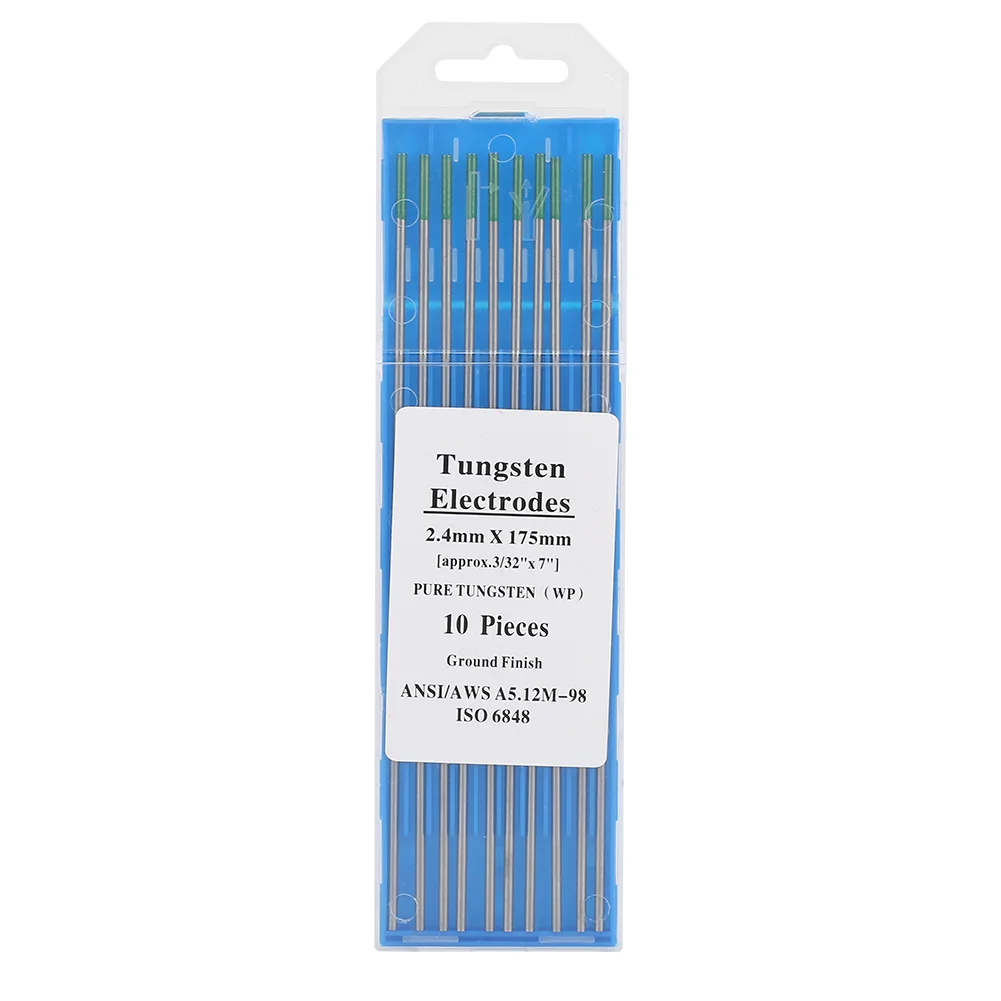 

10Pcs Pure Tungsten Electrodes WP Green Tip for AC Tig Welding 2.4mm*175mm Pure Pure Pure Pure