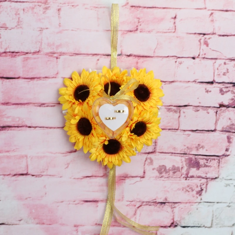 

Ring Box Sunflower Cushions Pillow Decoration For Wedding Jewelry Gifts Romantic