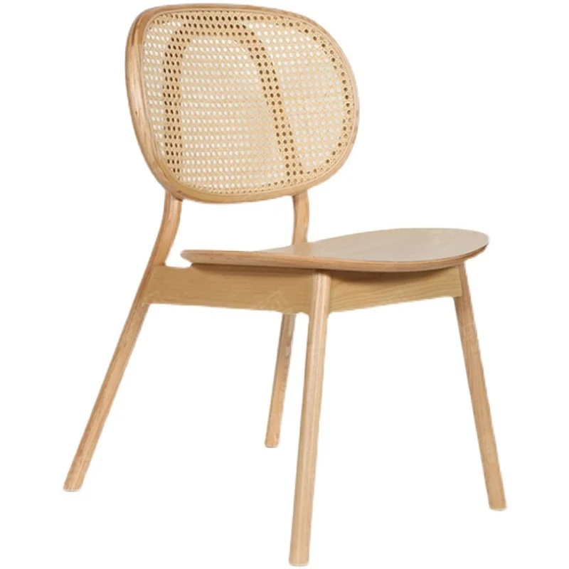 

Kitchen Chair Northern Europe Dining Chairs Solid Wood Rattan Curved Stool Living Room Furniture Round Corners Computer Chair