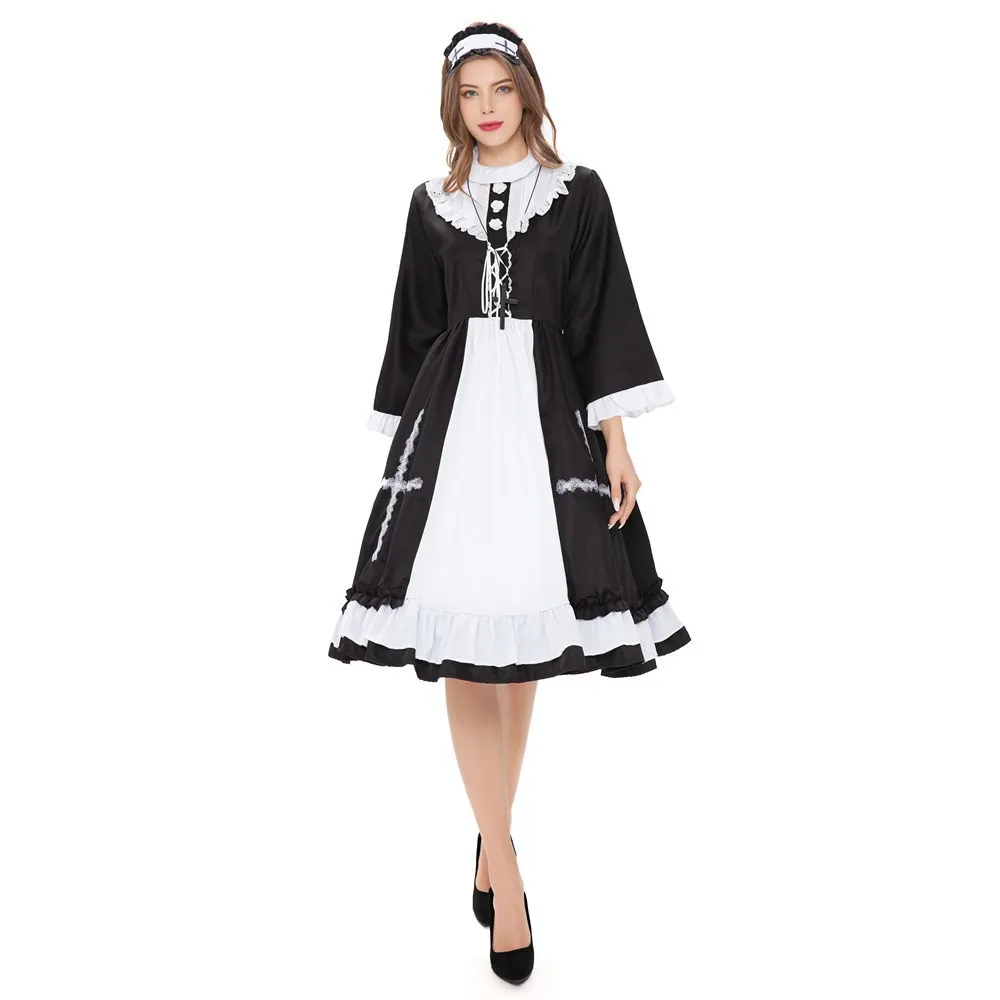 

Lolita Maid Cosplay Costume Women Cute Maid Dress Halloween Cosplay Maid Outfits Apron Dress Carnival Party Performance Costumes