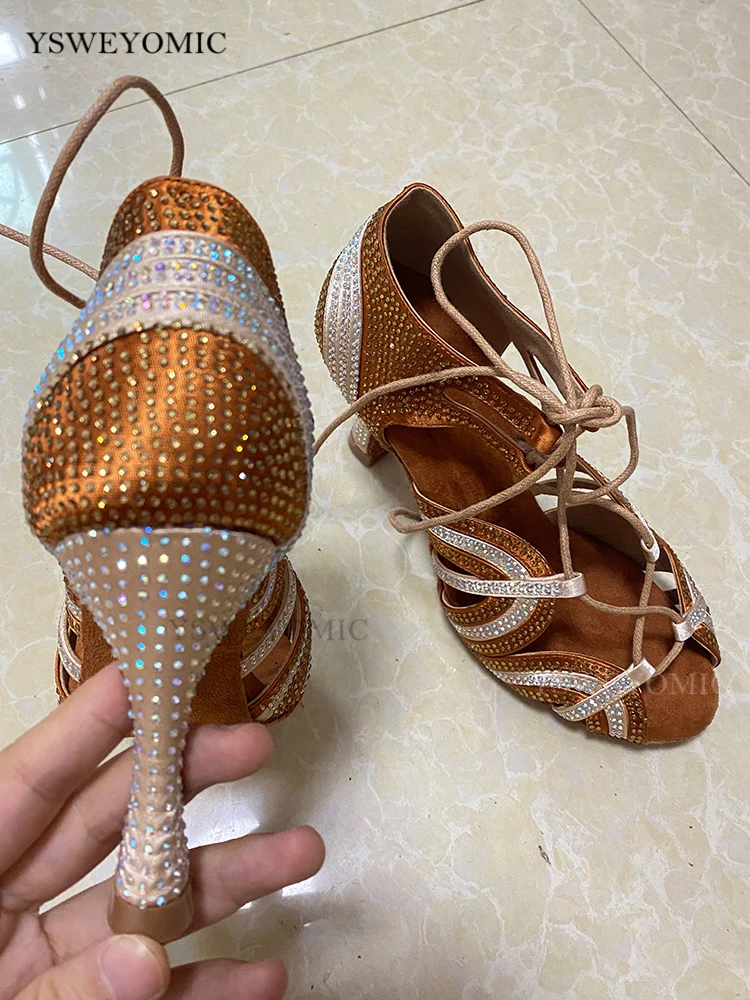 Dance Shoes For Girls Ballroom Latin Dance Shoes Woman With Rhinestones Salsa Tango Shoes Mixed Color Women's Latin Salsa Shoes