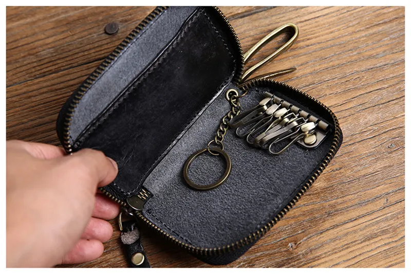 Fashion designer luxury genuine leather men's women's key bag casual organizer high quality real leather small coin purse