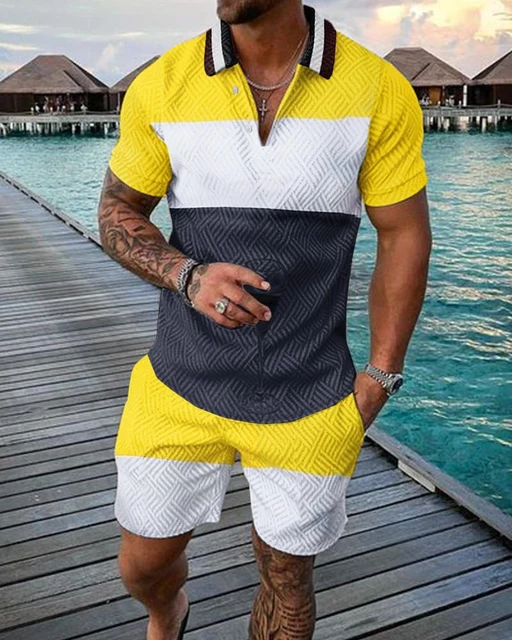 Men‘s Clothing Luxury Polo Shirts Short Sleeve Set Summer Casual Man Shorts Tracksuit Outfits Fashion Social Golf Lapel T-Shirts 5