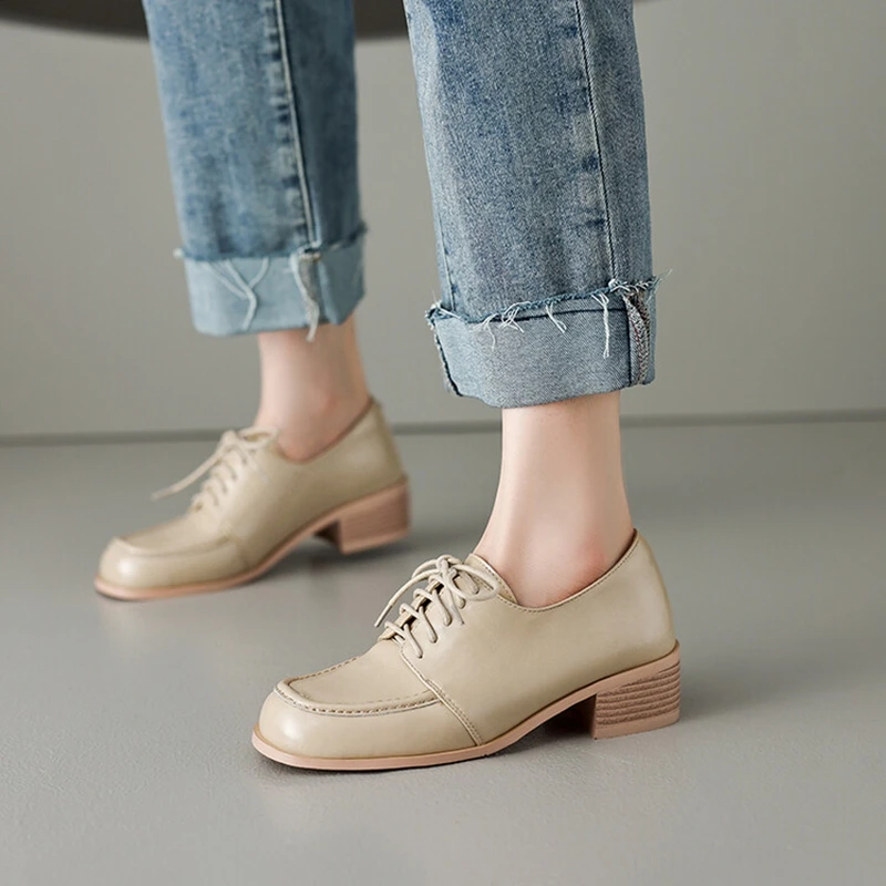 Новые осенние женские лоферы обувь из спилка для женщин туфли с круглым носком на