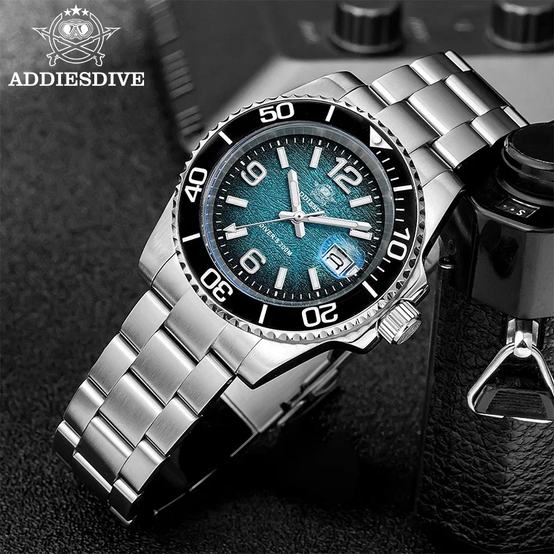 Фото ADDIESDIVE 41 мм мужские часы для дайвинга AD2513 20 бар водонепроницаемые BGW9 супер светящиеся Reloj Hombre кварцевые мужские часы Рождественский подарок №3