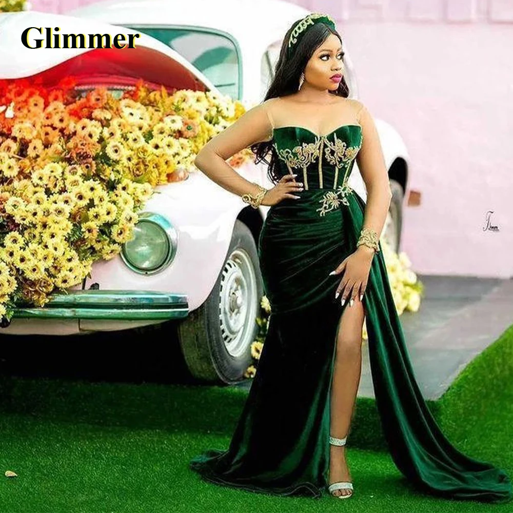 

Glimmer Mermaid Gorgeous Evening Dresses Formal Prom Gowns Custom Made Special Occasion Vestidos Fiesta De Noche Robe De Soiree