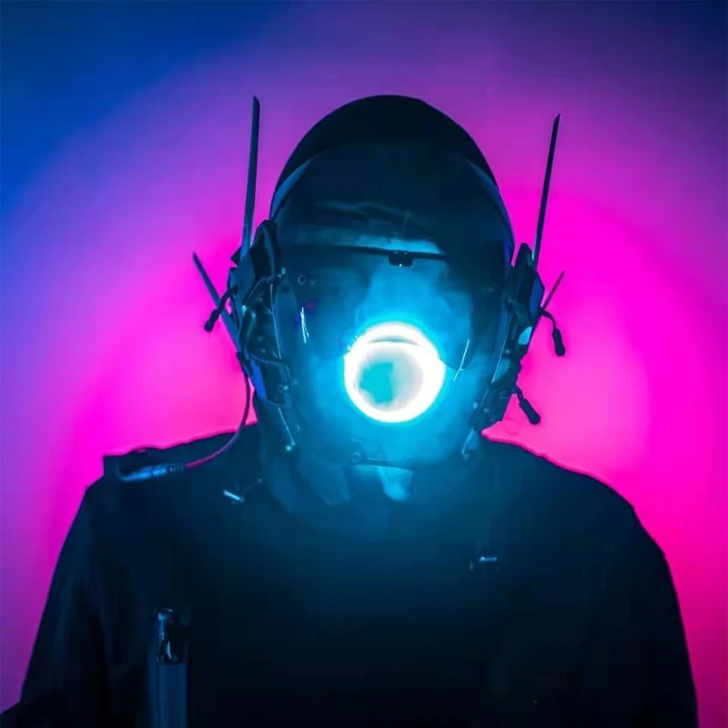 Киберпанк маска кольцо свет светильник футуристический Dystopian Cospla аксессуары