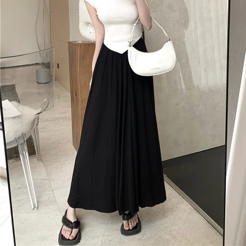 Женская Повседневная Серая Длинная Юбка Модная Однотонная Плиссированная