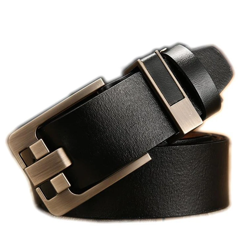 Man Belt Cow Genuine Leather Luxury Strap Male Belts for Men New Large Vintage Pin Buckle Men Belt High Quality