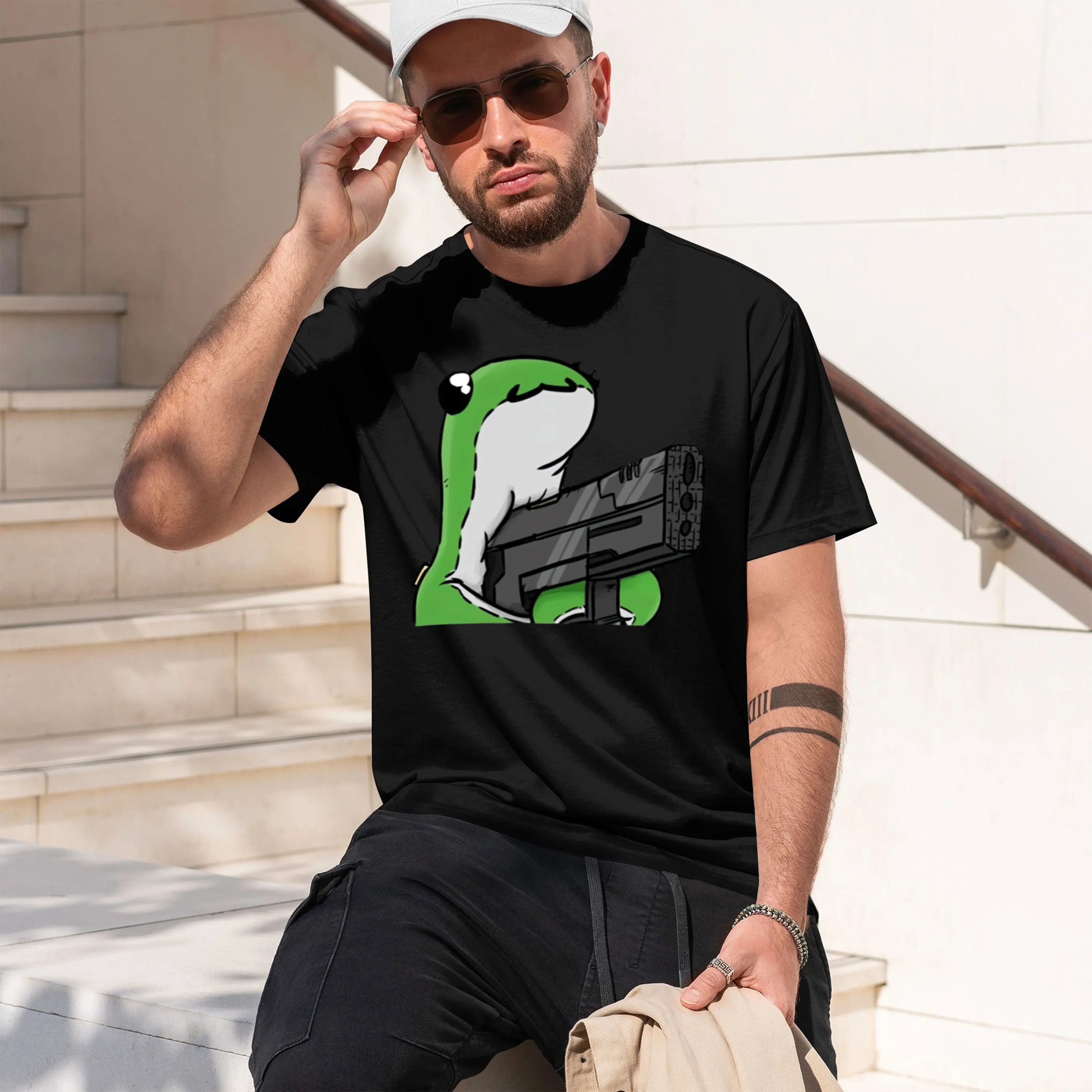 Фото Мужская футболка с коротким рукавом и круглым вырезом Ny Gun Sticker 2026 New Model, классическая повседневная модель, несколько цветов и размеров для повседневной носки. №1