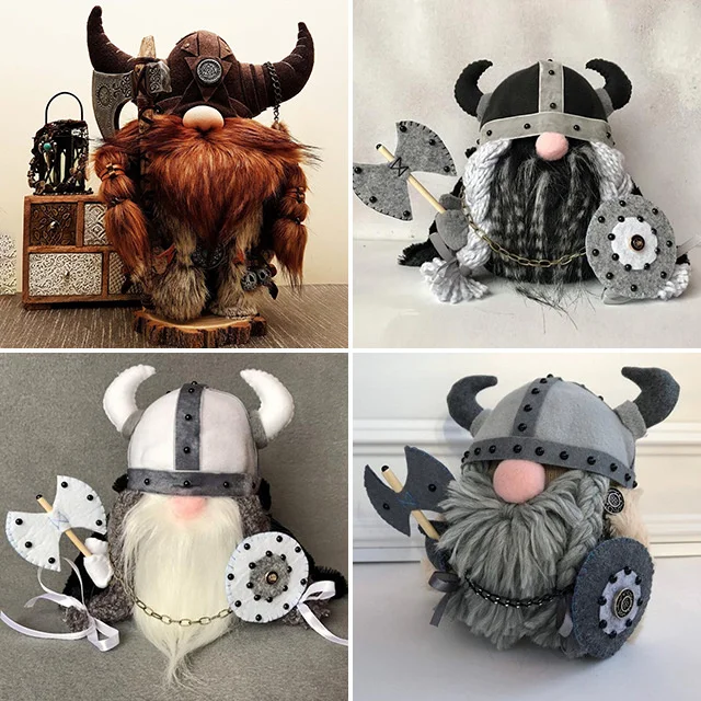

Viking Warrior Gnome Doll Ornaments Plush/Resin Figure Faceless Old Man Elf Kids Toys for Home Room Decoration Holiday Gift