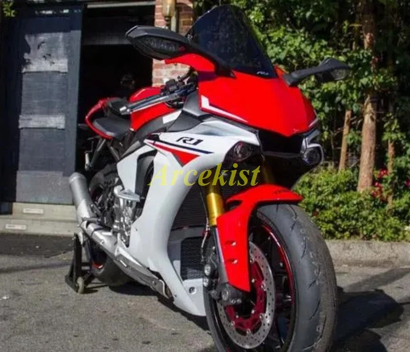 

Новый комплект обтекателей для мотоцикла ABS, подходит для YAMAHA YZF - R1 R1m 2015 2016 2017 2018 2019 15 16 17 18 19, кузов красного и белого цвета