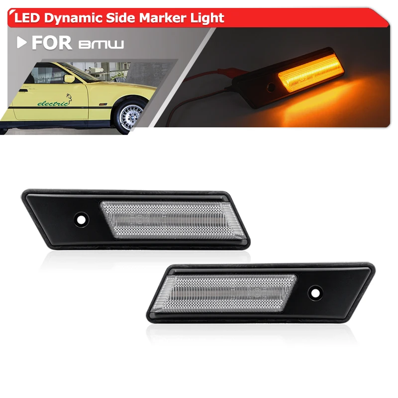

2x Fits For BMW 3-Series E36 Pre-Facelift M3 1990-1996 Dynamic Amber Blinker Indicators Led Side Marker Light Turn Signal Lamp