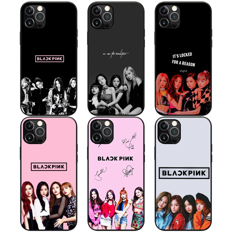 

Cute Girl Black Pinks Phone Case for Redmi Note 3 5 6 7 8 9 10 11 ProMax K40 K30 K20 9T 8T Straight Design Silicone Cover