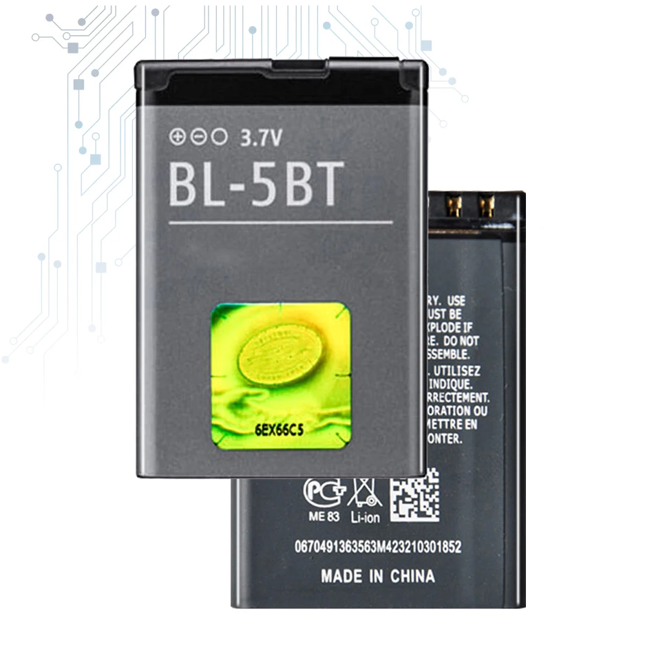 

BL-5BT 870mAh Replacement For Nokia 2608 2600c 7510a 7510s N75 High Quality Battery Li-polym Bateria Warranty One Year