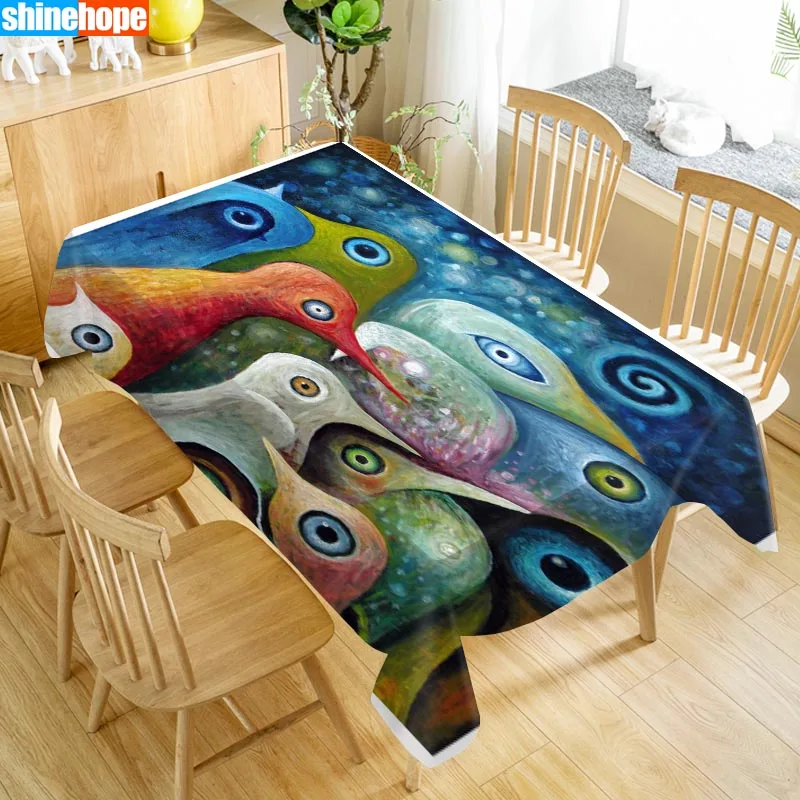 

Bird Pattern Table Cloth Waterproof Oxford Fabric Rectangular Tablecloth Home Party Tablecloth