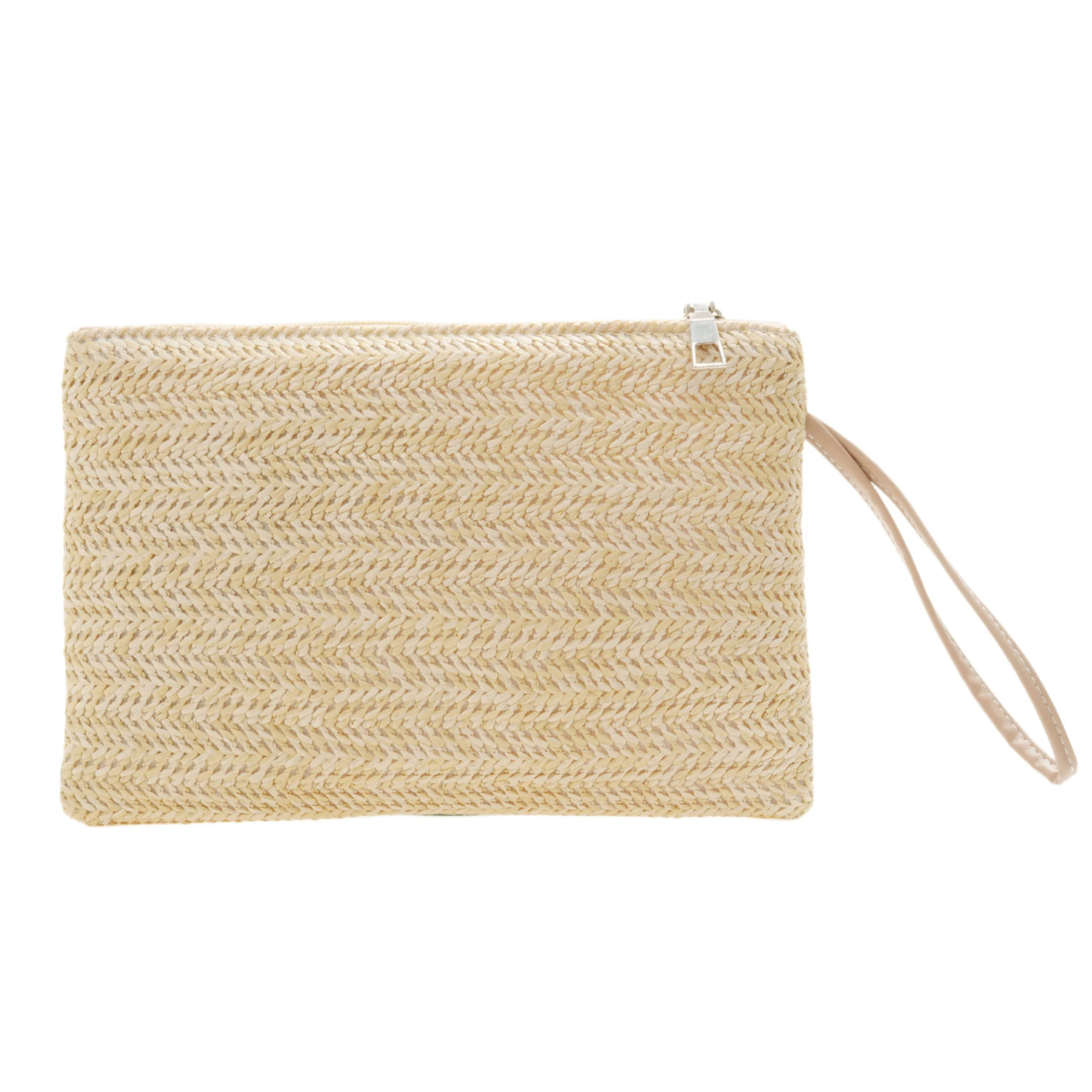 

Weaving Bag Fashion Ladies Wristlet Clutch Women Daily Money Phone Clutch Solid Straw Woven Coin Purse Beach Wallet Card Bag sac