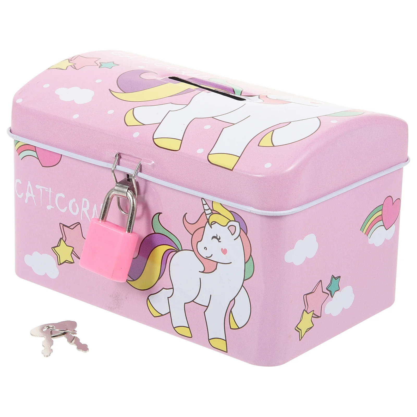 

Tin Box Cartoon Bank Saving Pot with Lock for Kids Gifts