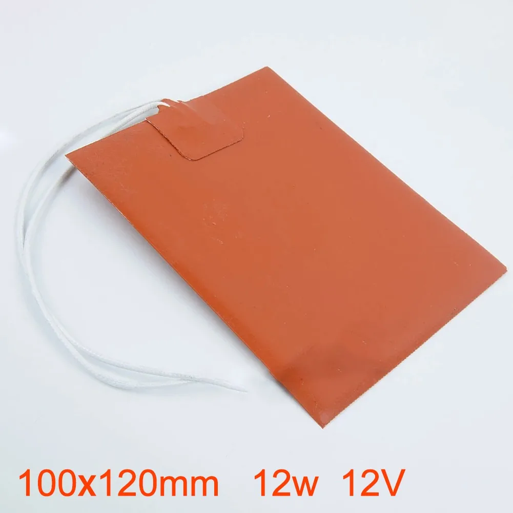 12V Silicone Heating Pad Red 100*120*1.5mm 12W Insulation Constant Temperature Safety For Printer Hot Bed Square Heating Mat