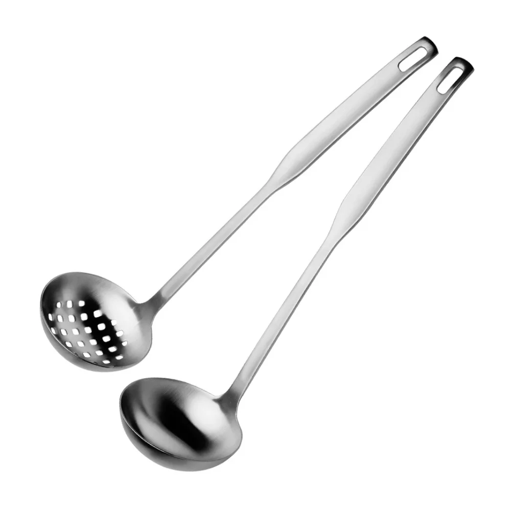 

304 Stainless Steel Pots Strainer and Soup Spoon Integrated Extra Thick Band Hook Long Handle Strainer and Soup Spoon Set