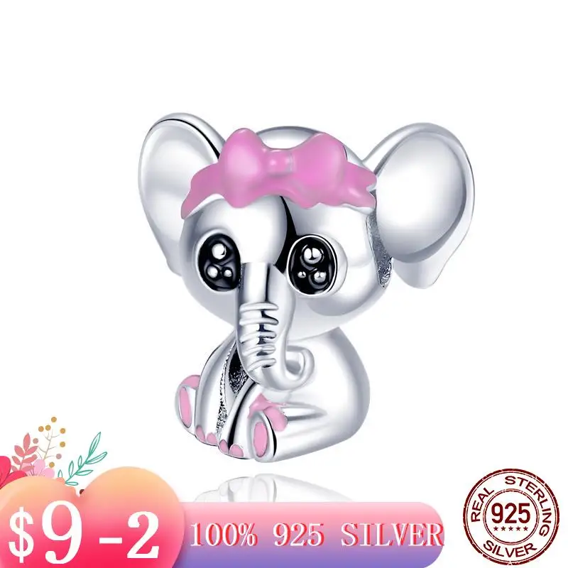 

Шарм-подвеска из серебра 925 пробы в виде розового слона