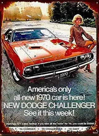 

KSFEITING металлический жестяной знак алюминиевый плакат 1970 Dodge Challenger винтажная пластина декор для стен Ретро Декор для дома клуба бара плакат ж...