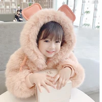 kids cotton clothing fur thickened down girls jacket children winter warm coat zipper hooded costume baby outwear 1 6y