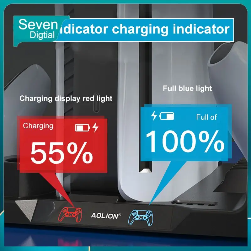 

Durable Gamepad Charging Dock Multi-function Gamepad Storage Rack Stable Sturdy Host Fan Base Game Accessories Type-c For Ps5